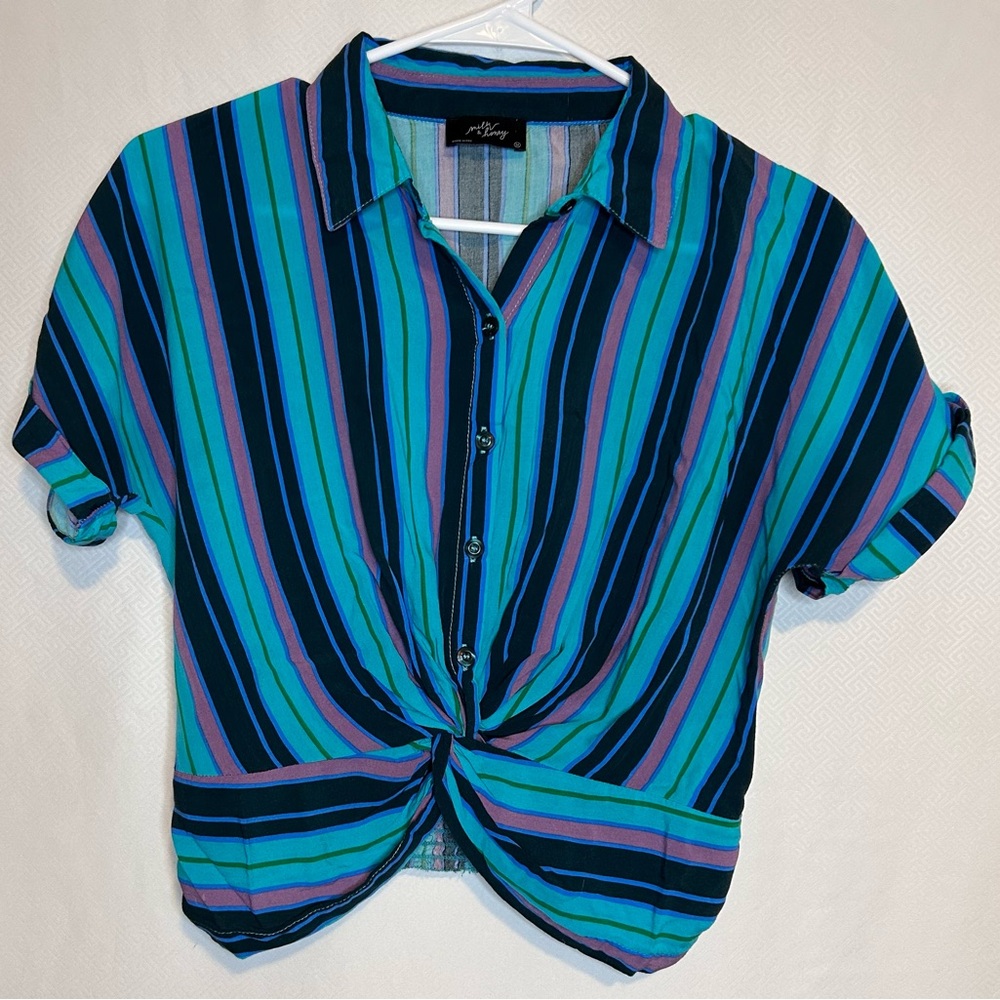 Blue stripes button down shirt